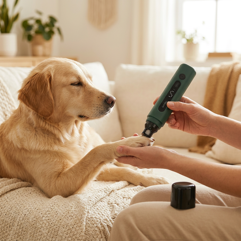 Calm nail trim with the Wagvive Quiet Electric Nail Grinder