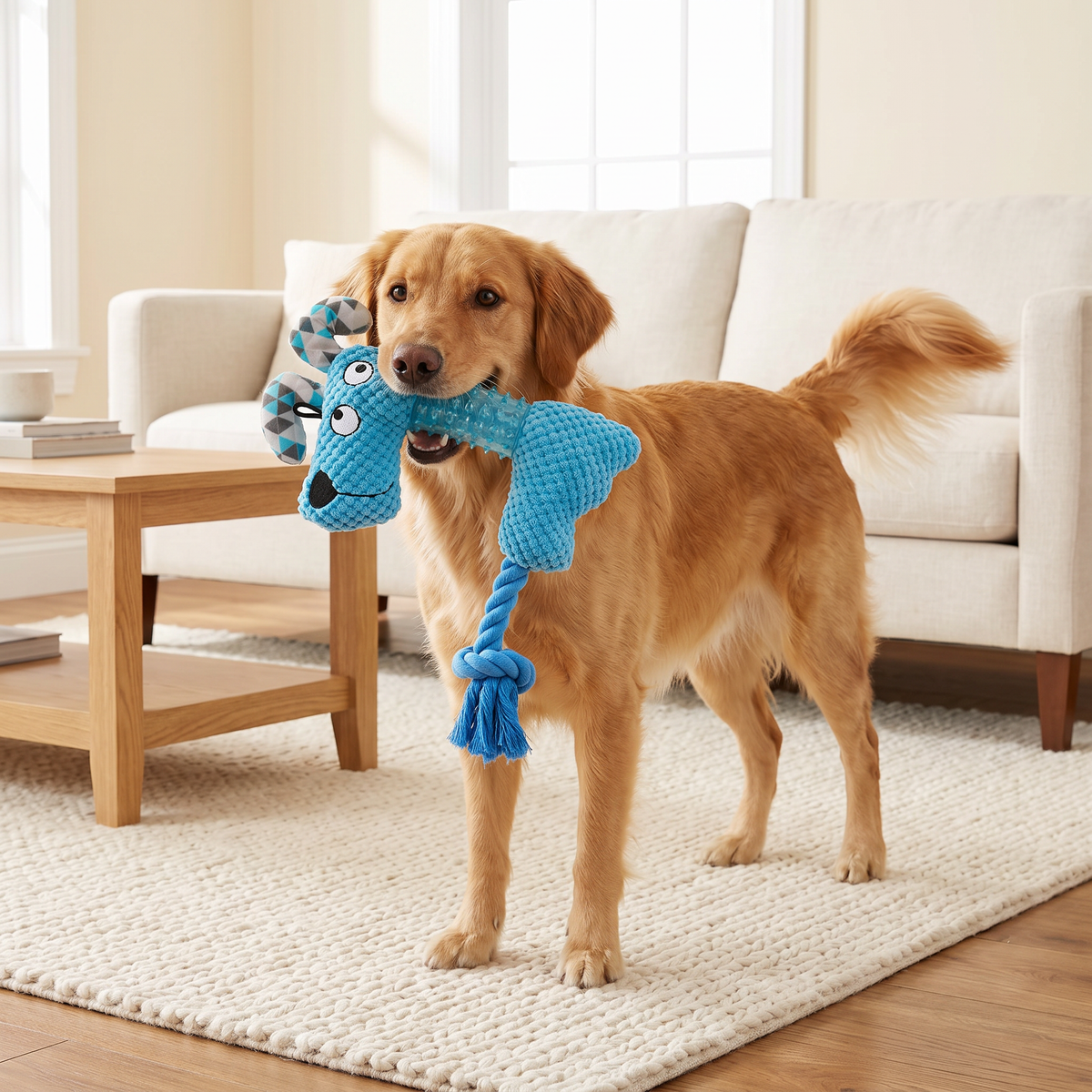 Wagvive Big Squeak Plush in use