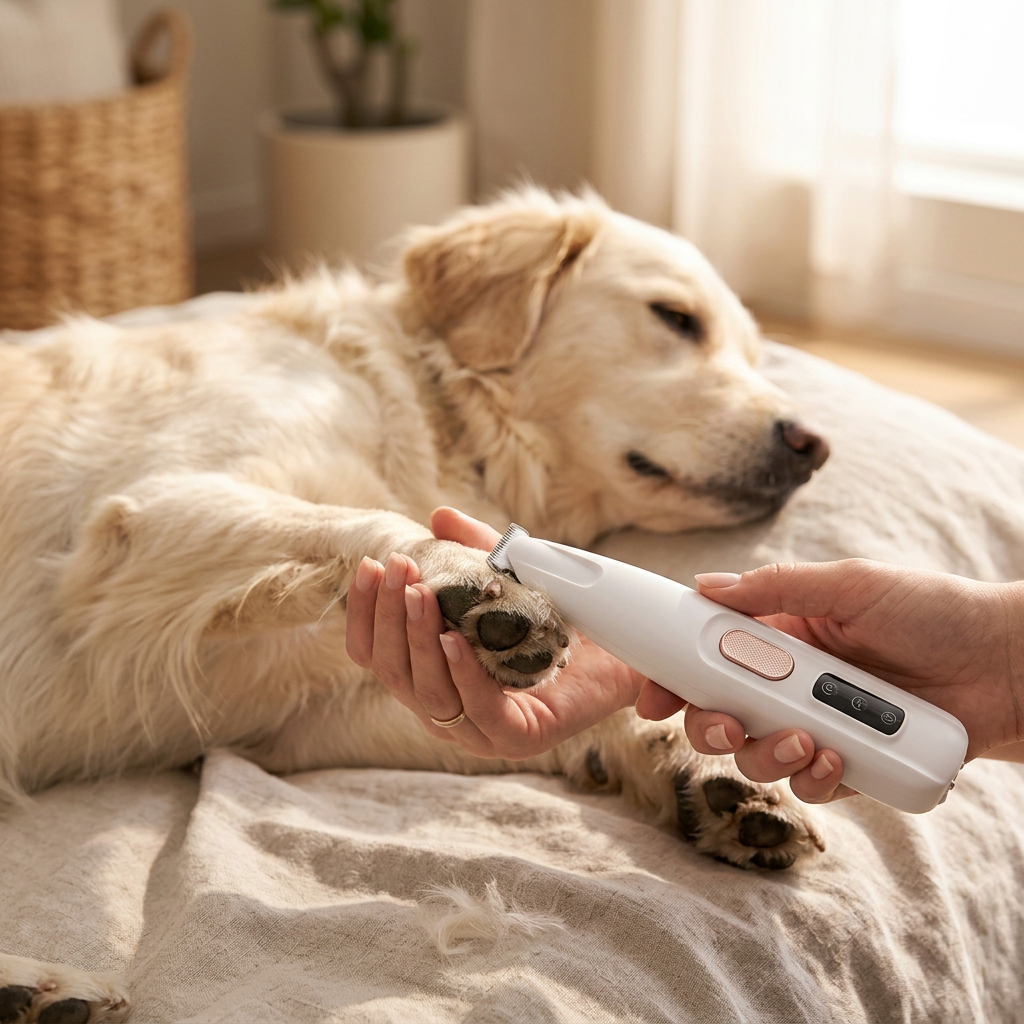 Wagvive Cordless Paw Trimmer in use