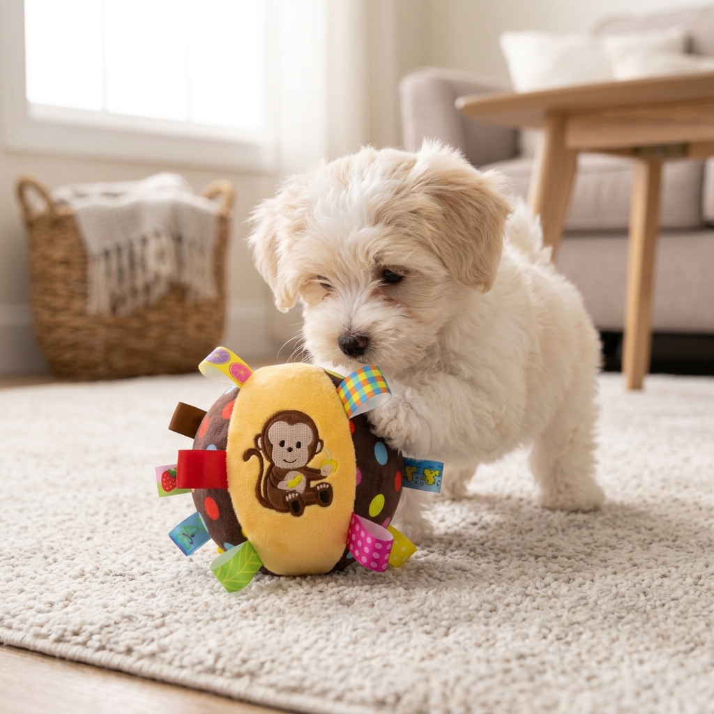 Wagvive Jingle Plush Ball in use
