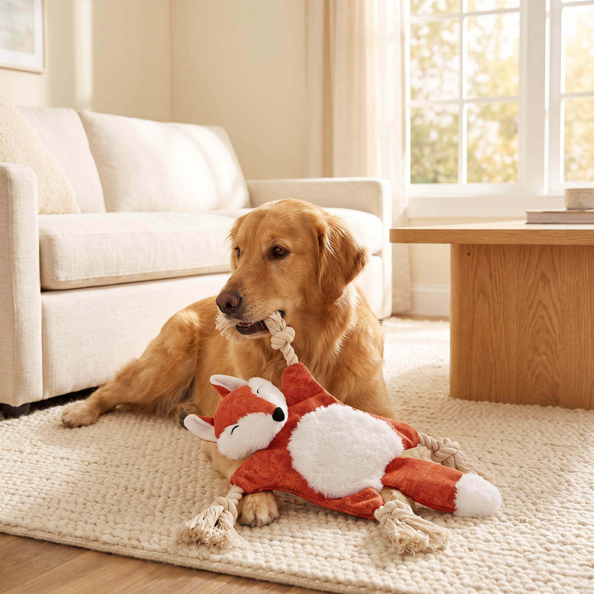 Wagvive Woodland Rope-Limb Plush in use