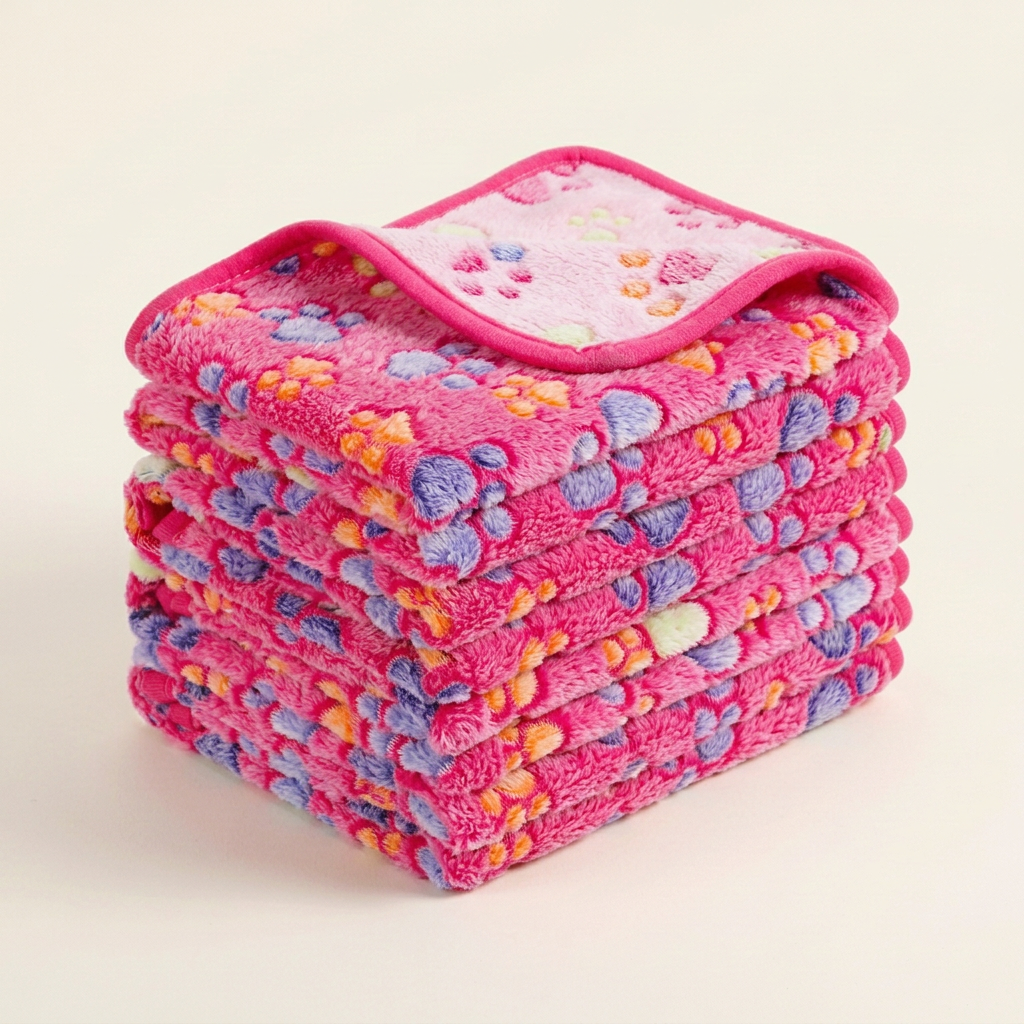 Wagvive Paw Print Fleece Blanket, Pink