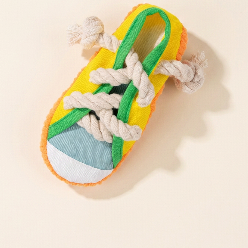 Wagvive Sneaker Squeaky Toy, Yellow