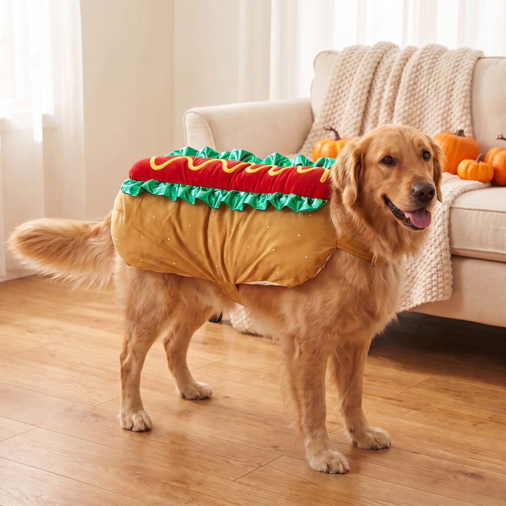 Wagvive Hot Dog Costume on a large dog
